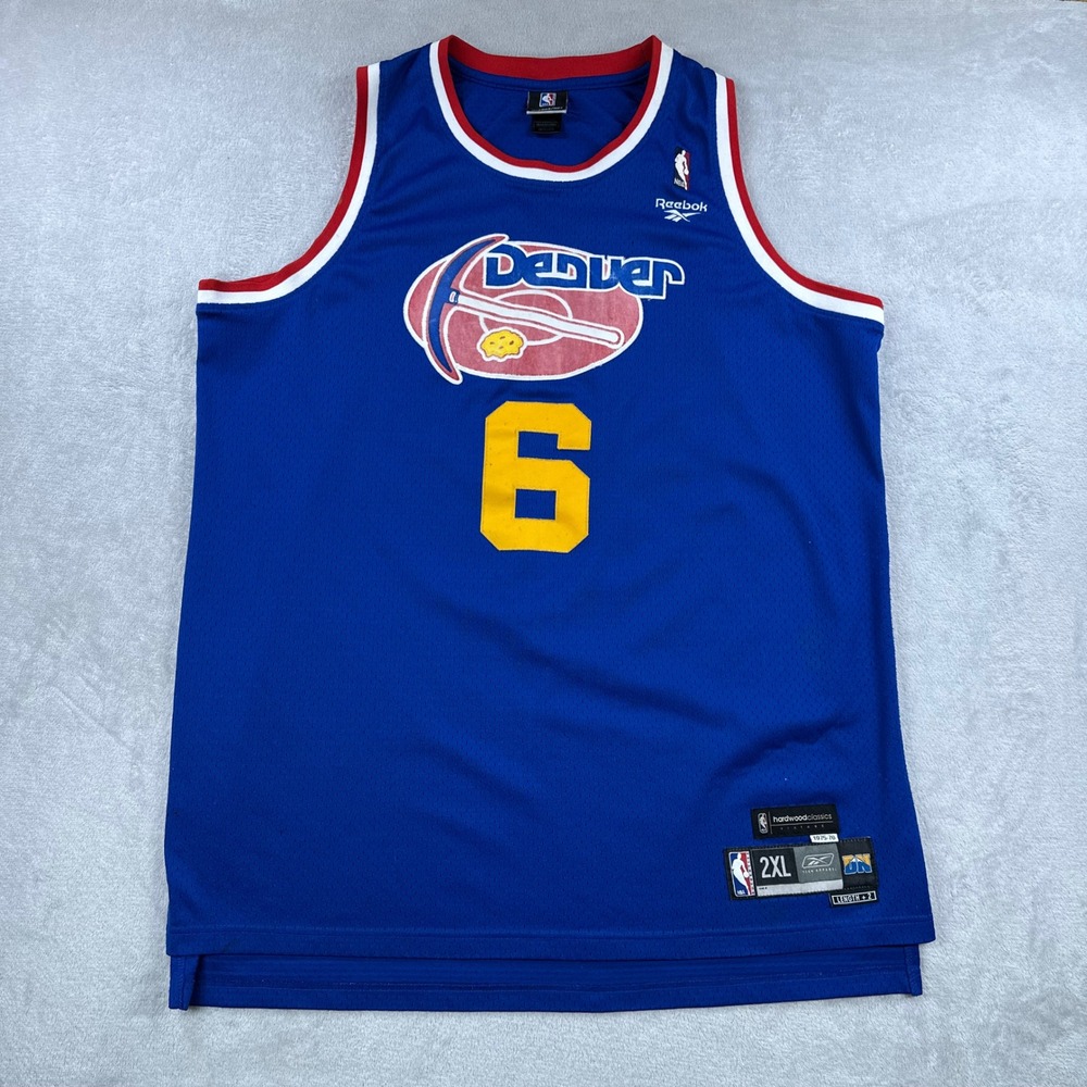 Vintage Denver Nuggets Jersey Mens 2XL Blue NBA Basketball Kenyon Martin Reebok
